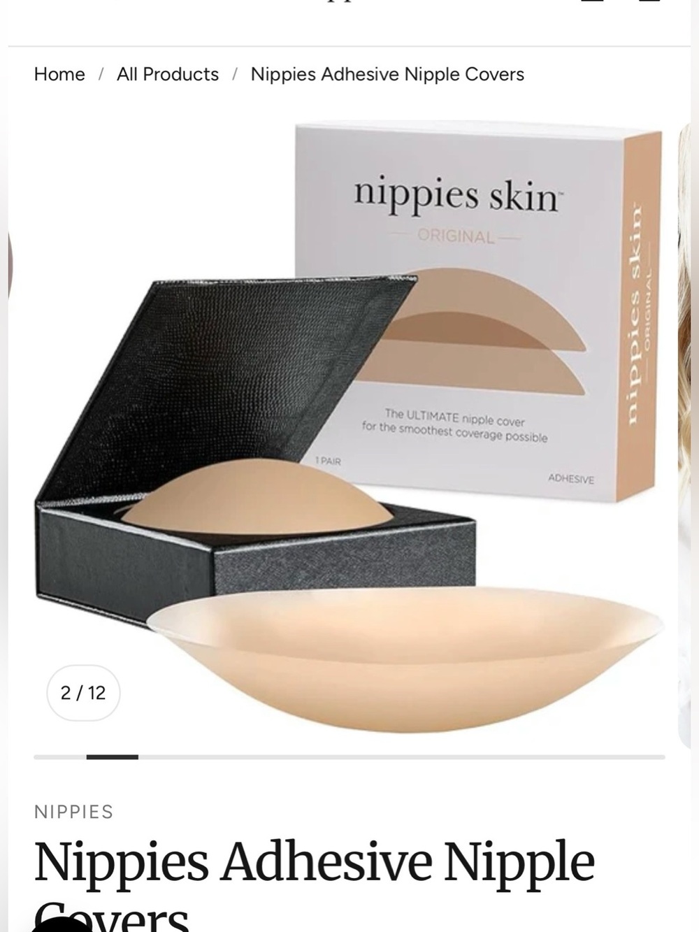 NIPPIES SKIN Original Adhesive Nipple Covers Sz D+ Cream Like New